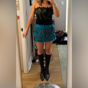 Peacock Feather corset and skort size small
